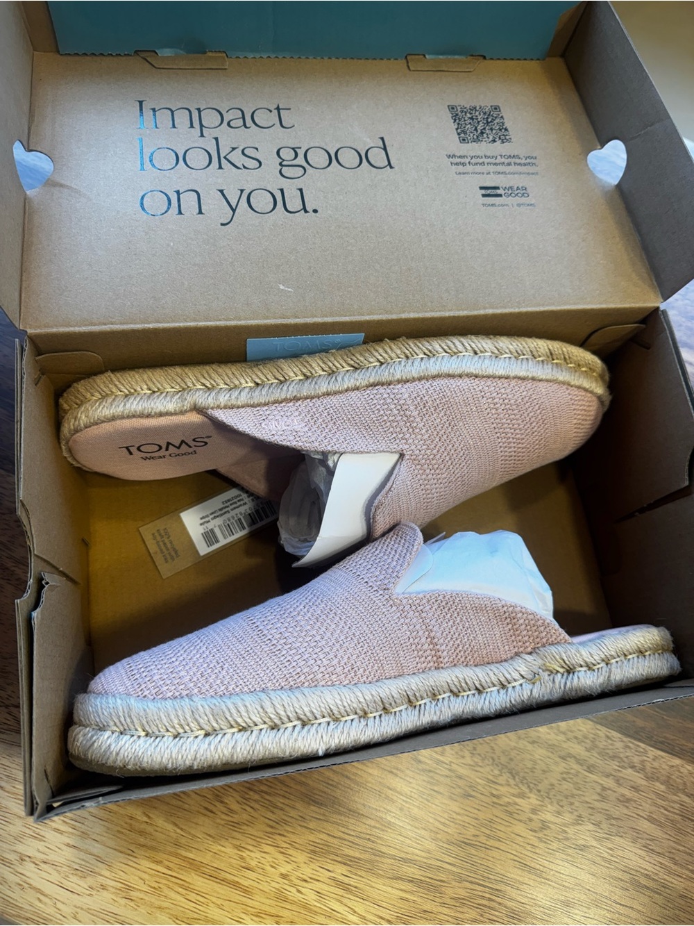 TOMS Women’s Santiago Mule-Pale Rose Metallic Linen Stripe(BRAND NEW IN BOX)